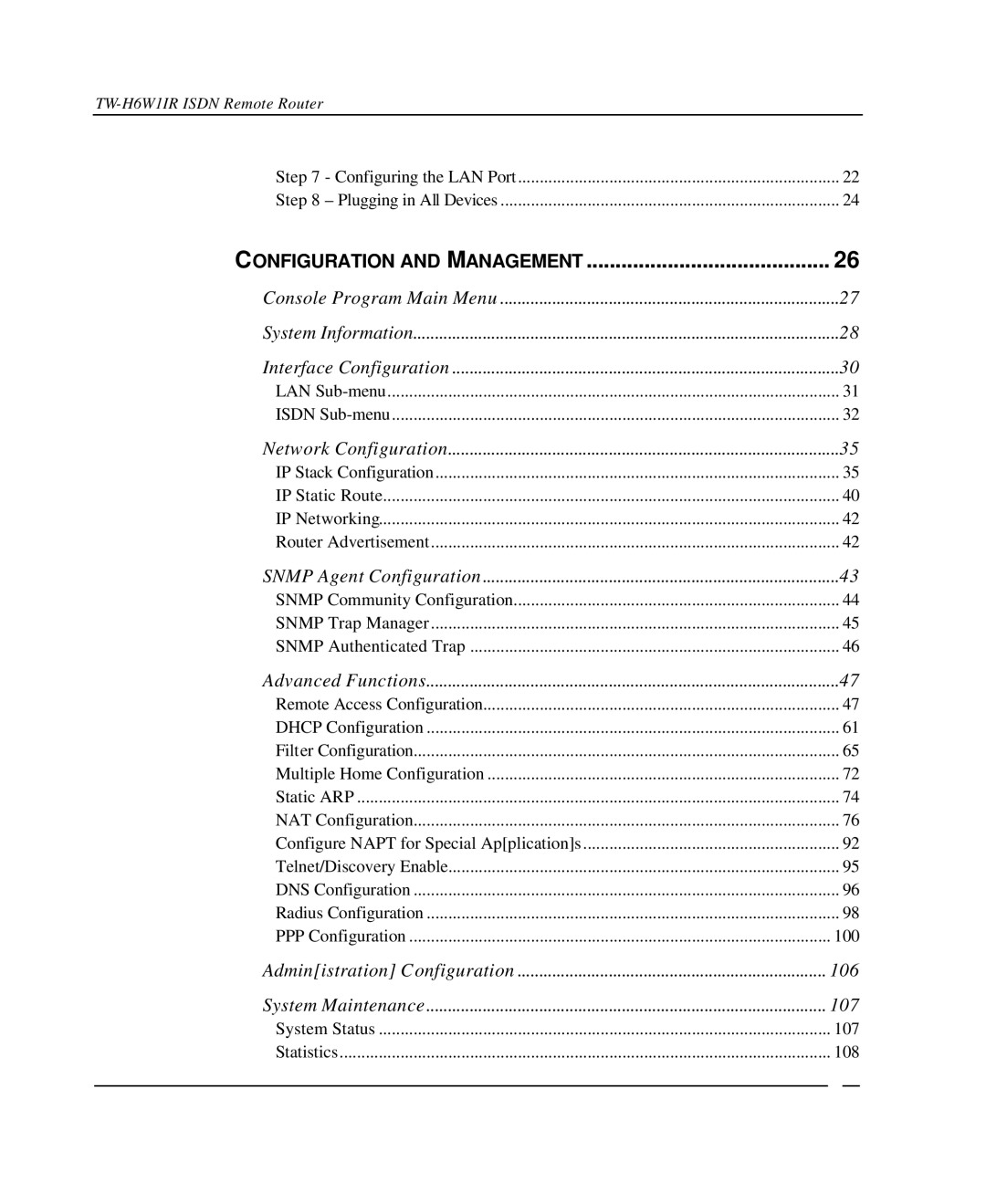 TRENDnet TW-H6W1IR manual Configuration and Management 