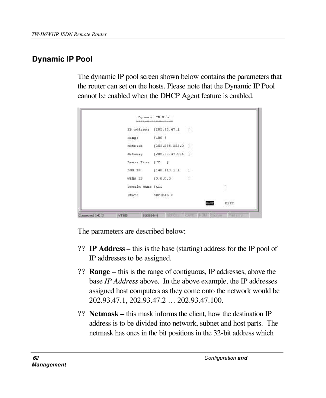 TRENDnet TW-H6W1IR manual Dynamic IP Pool 