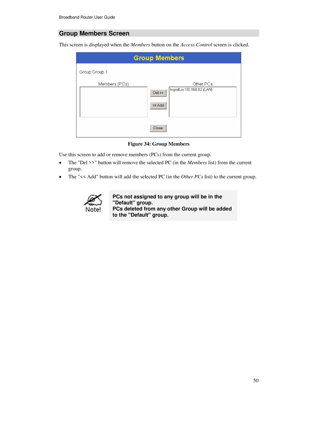 TRENDnet TW100-BRF114U manual Group Members Screen 