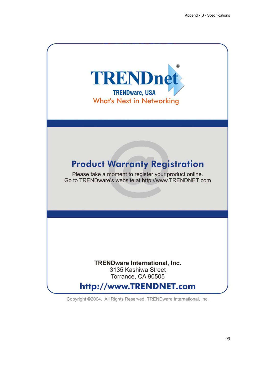 TRENDnet TW100-BRF114U manual Appendix B Specifications 