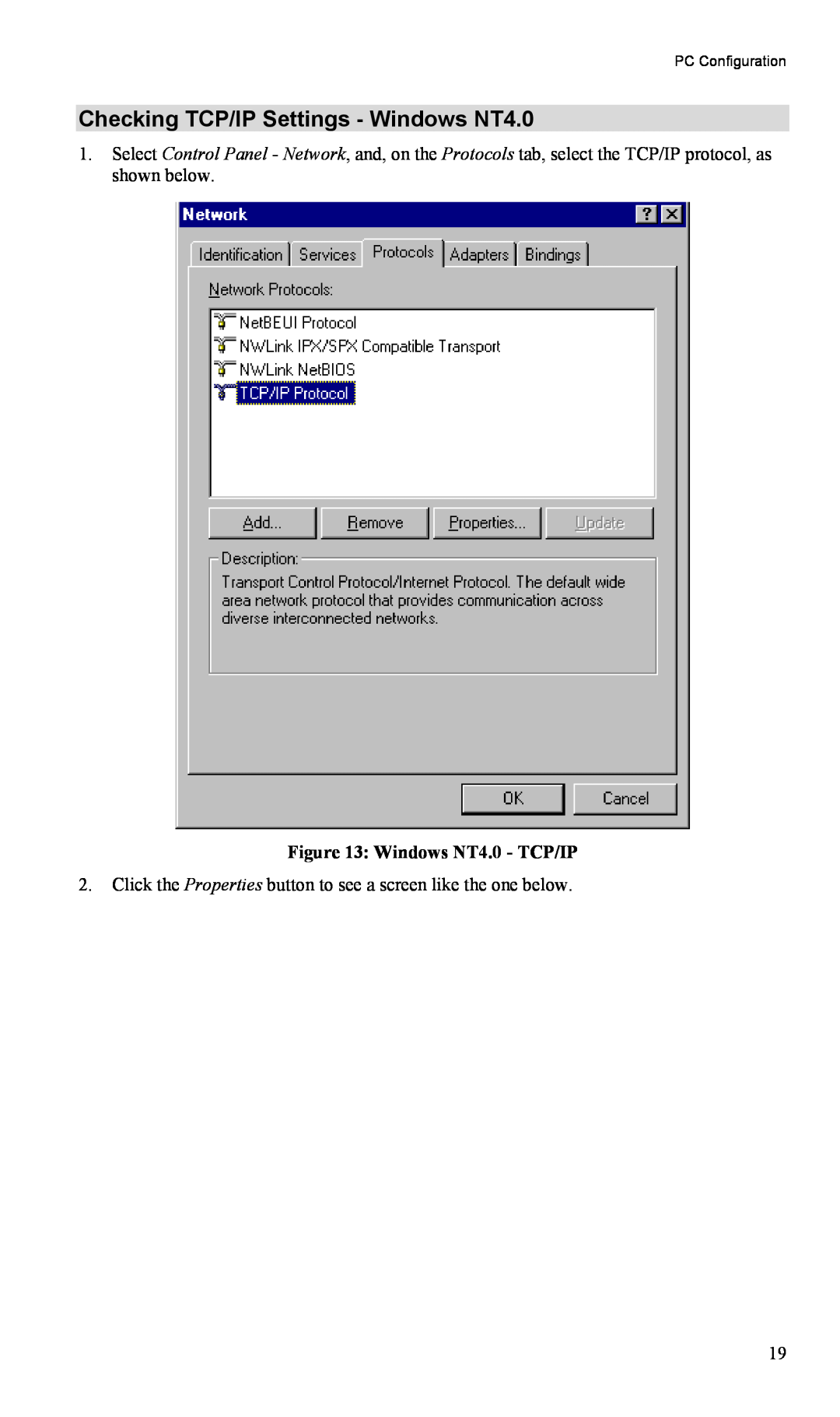 TRENDnet TW100-BRM504 manual Checking TCP/IP Settings - Windows NT4.0, Windows NT4.0 - TCP/IP 