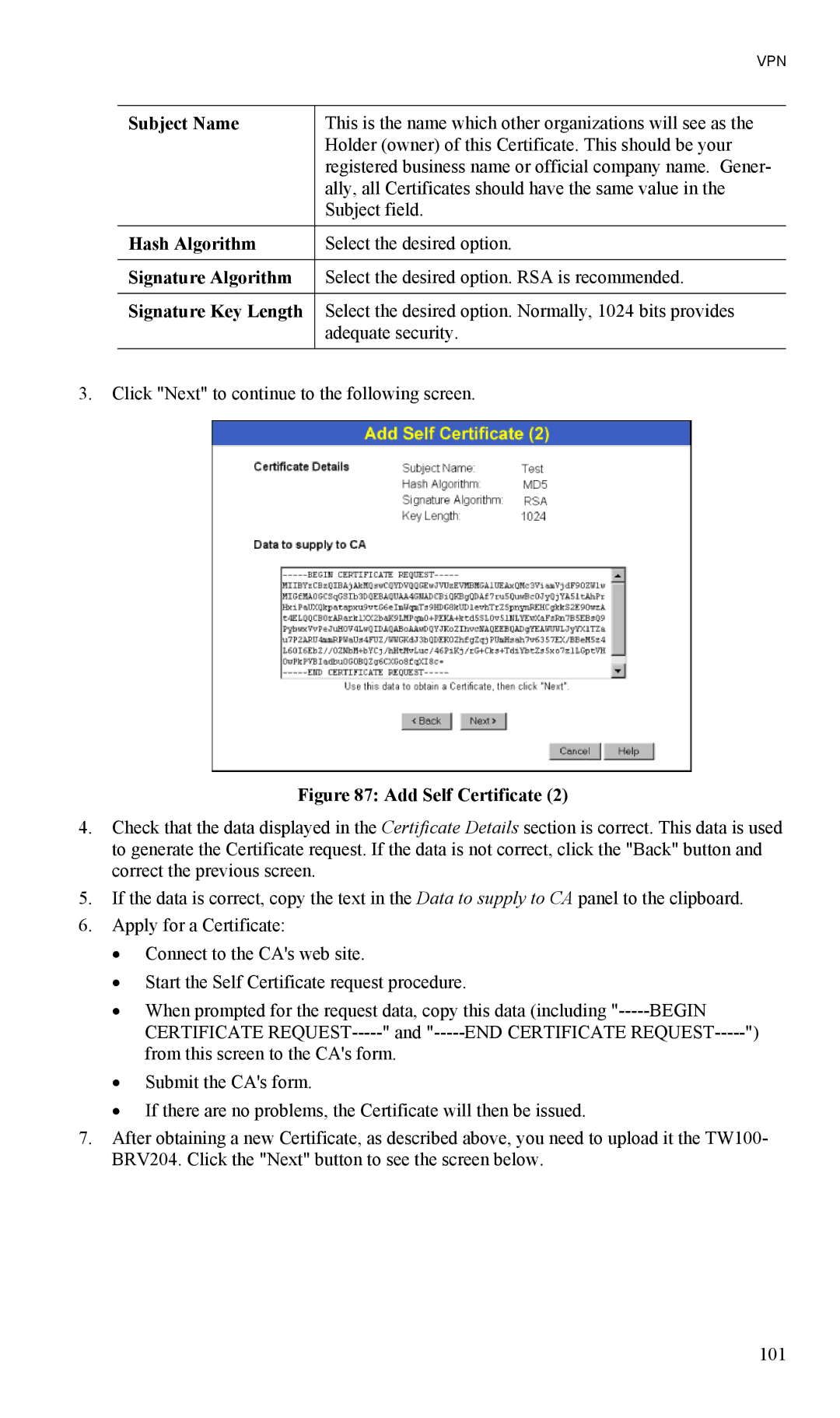 TRENDnet TW100-BRV204, VPN Firewall Router manual Hash Algorithm, Signature Algorithm, Signature Key Length 