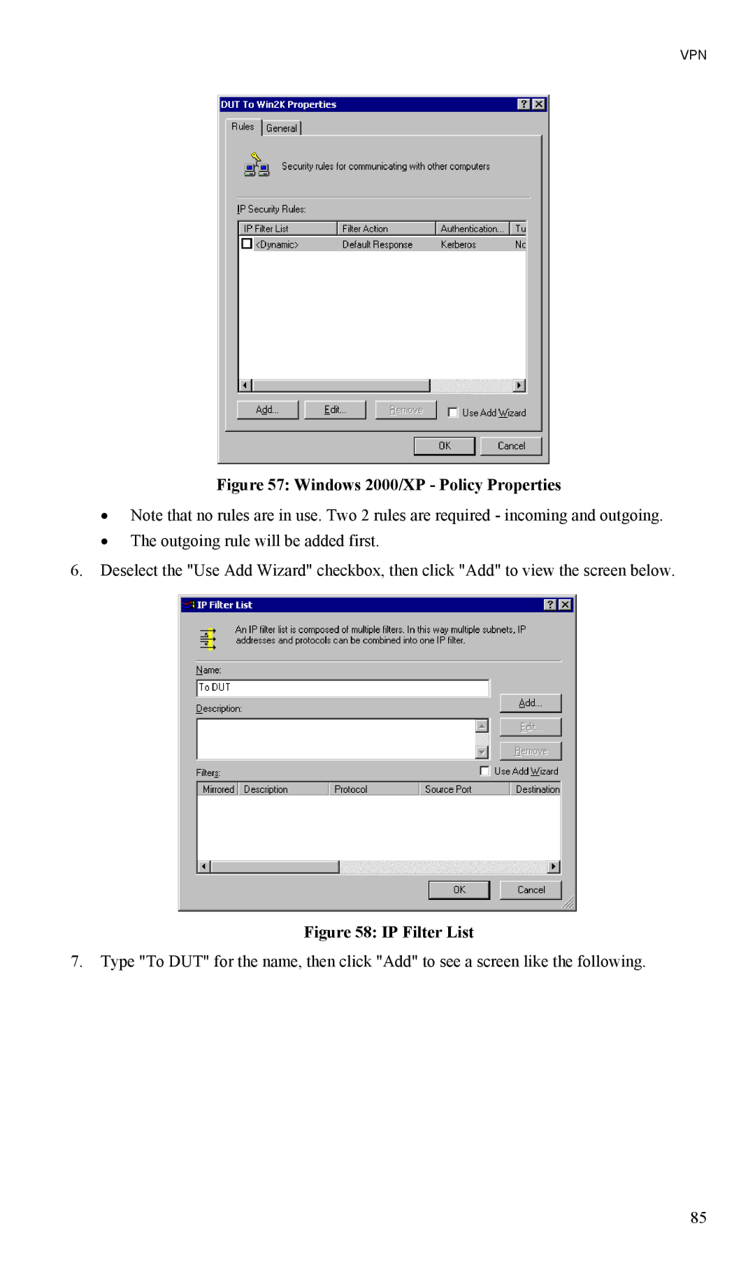 TRENDnet TW100-BRV204, VPN Firewall Router manual Windows 2000/XP Policy Properties 