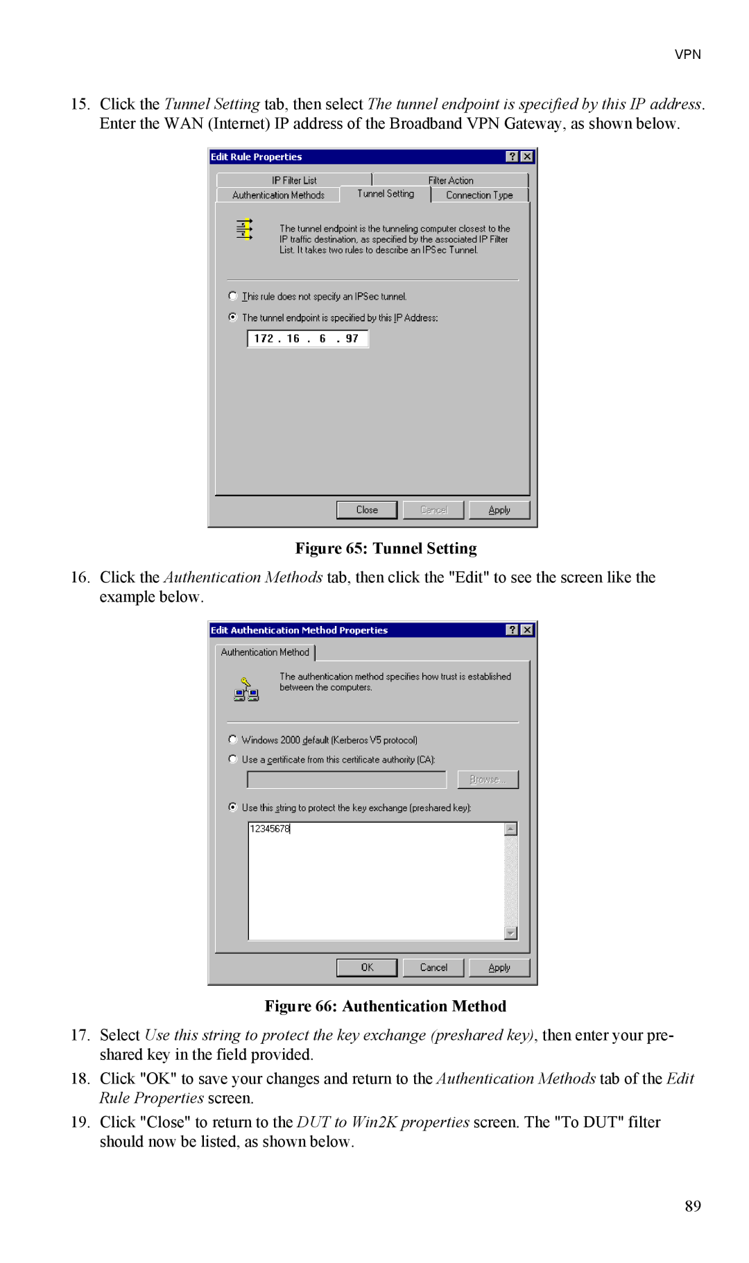 TRENDnet TW100-BRV204, VPN Firewall Router manual Tunnel Setting 