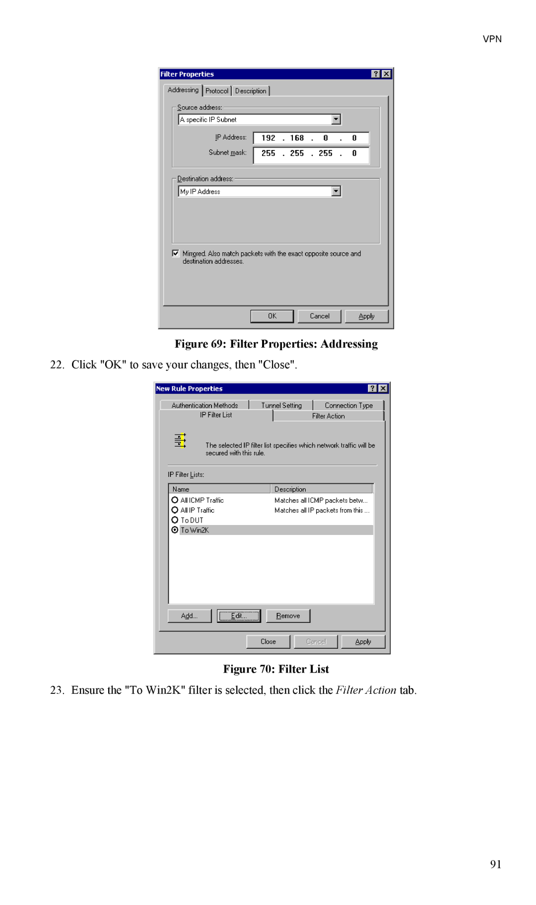 TRENDnet TW100-BRV204, VPN Firewall Router manual Filter List 