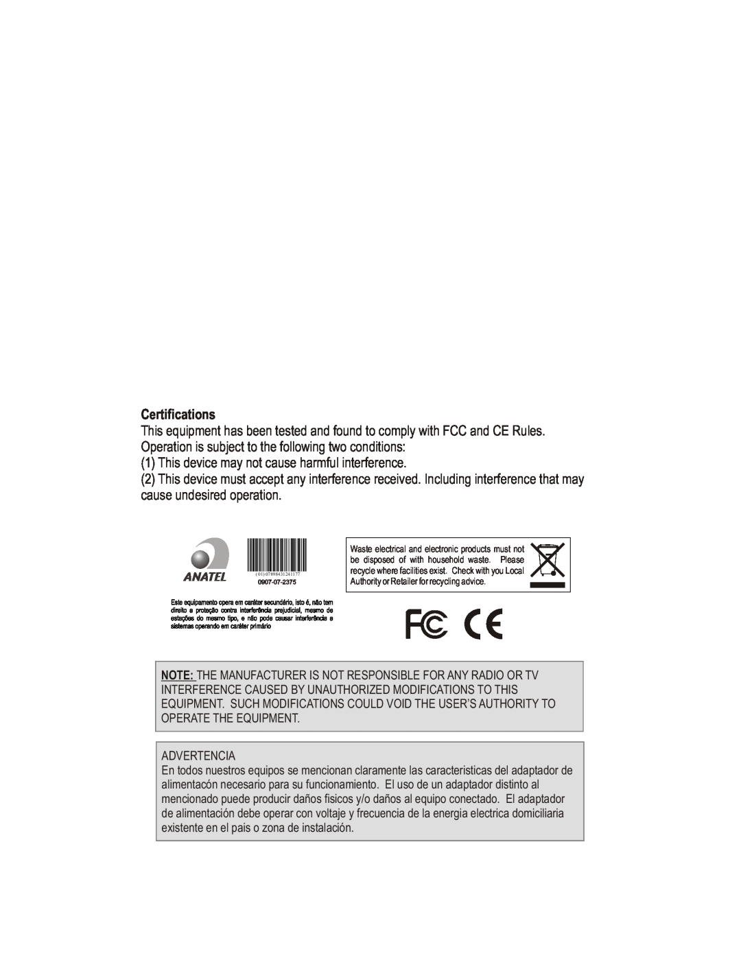 TRENDnet TW100-BRV304 manual Certifications, This device may not cause harmful interference 