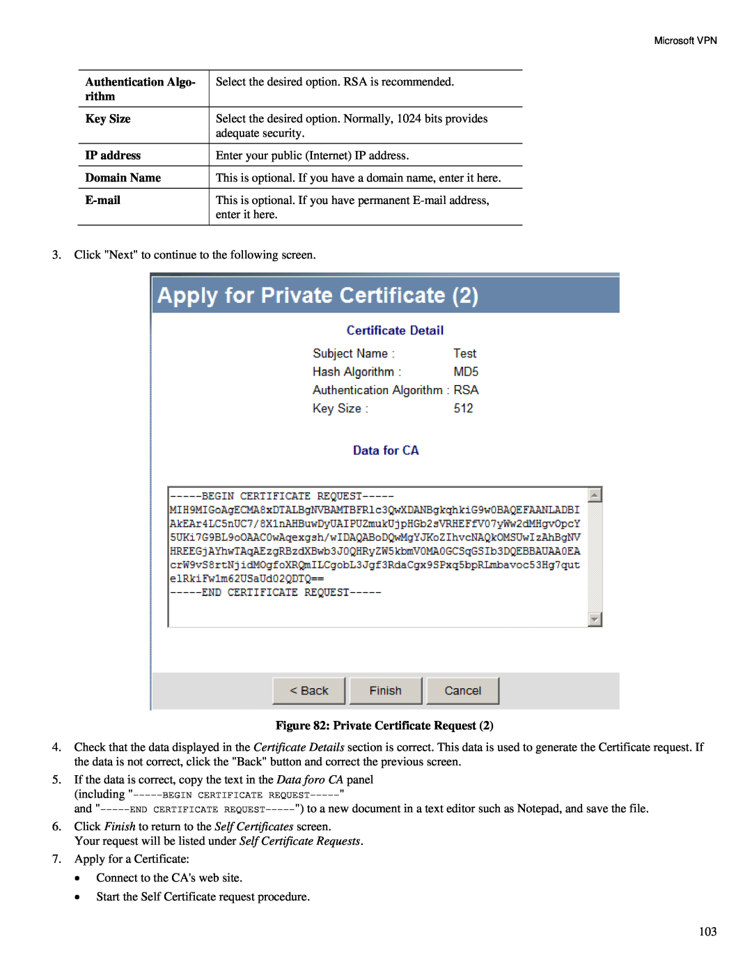 TRENDnet TW100-BRV324 manual Select the desired option. RSA is recommended 