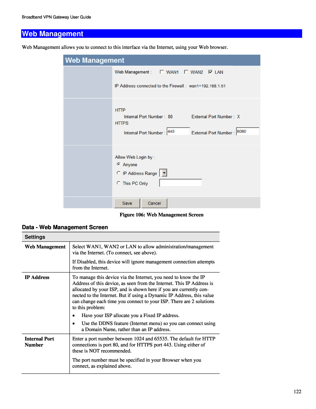 TRENDnet TW100-BRV324 manual Data - Web Management Screen, Settings 