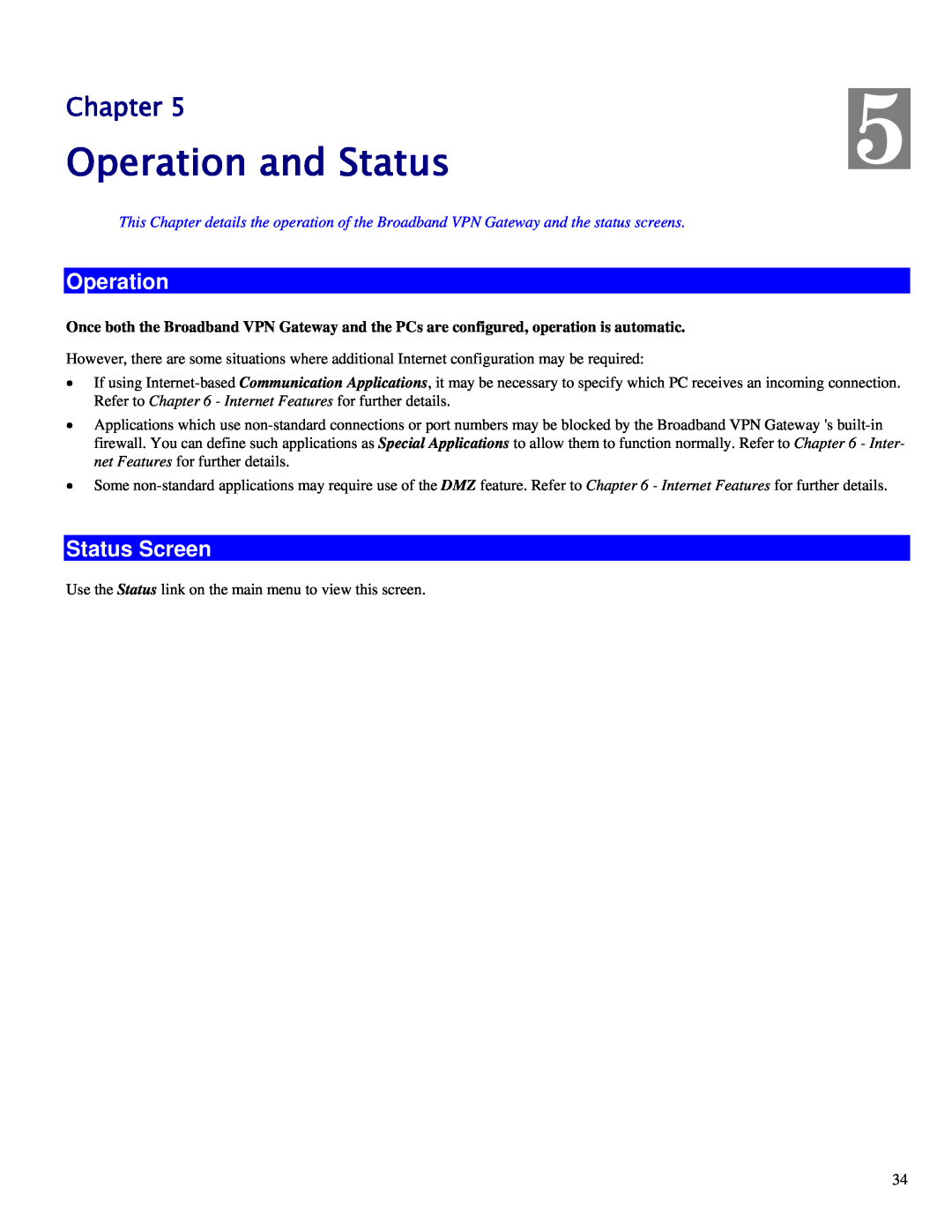 TRENDnet TW100-BRV324 manual Operation and Status, Status Screen, Chapter 