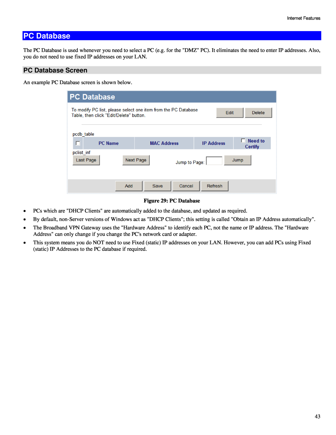 TRENDnet TW100-BRV324 manual PC Database Screen 