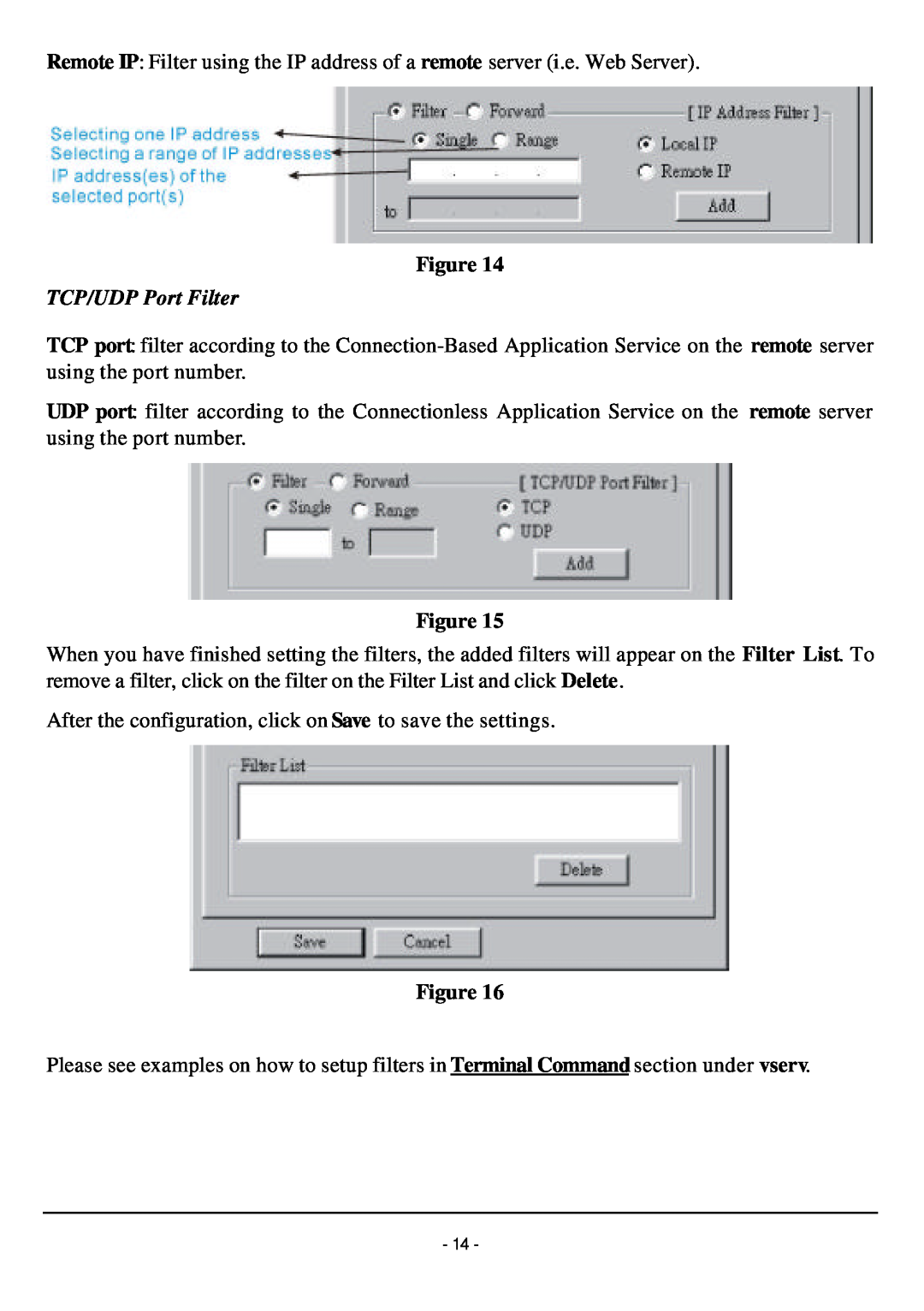 TRENDnet TW100-W1CA user manual TCP/UDP Port Filter 