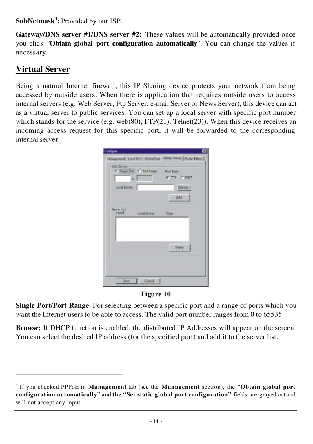 TRENDnet TW100-W1CA user manual Virtual Server 