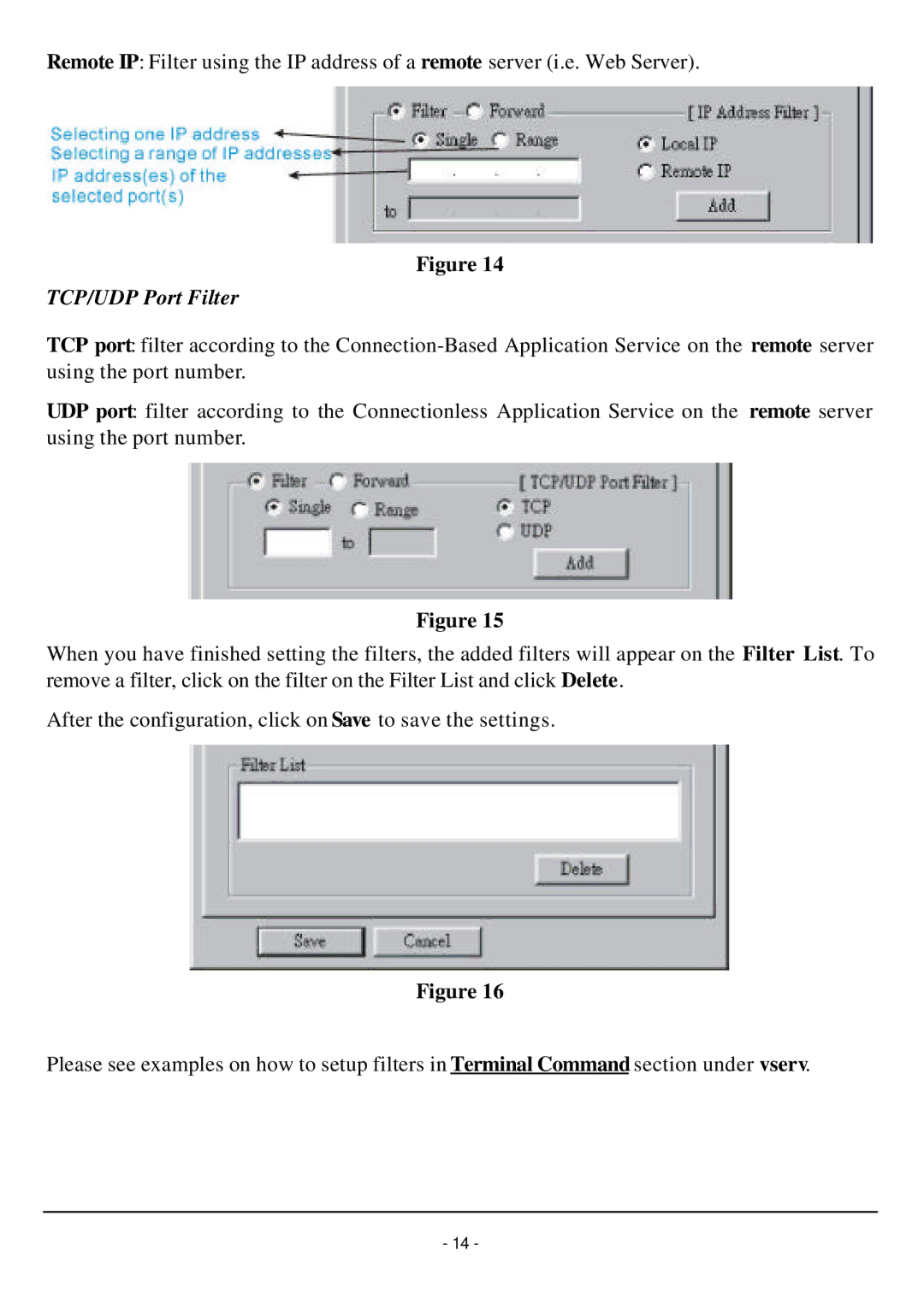 TRENDnet TW100-W1CA user manual TCP/UDP Port Filter 