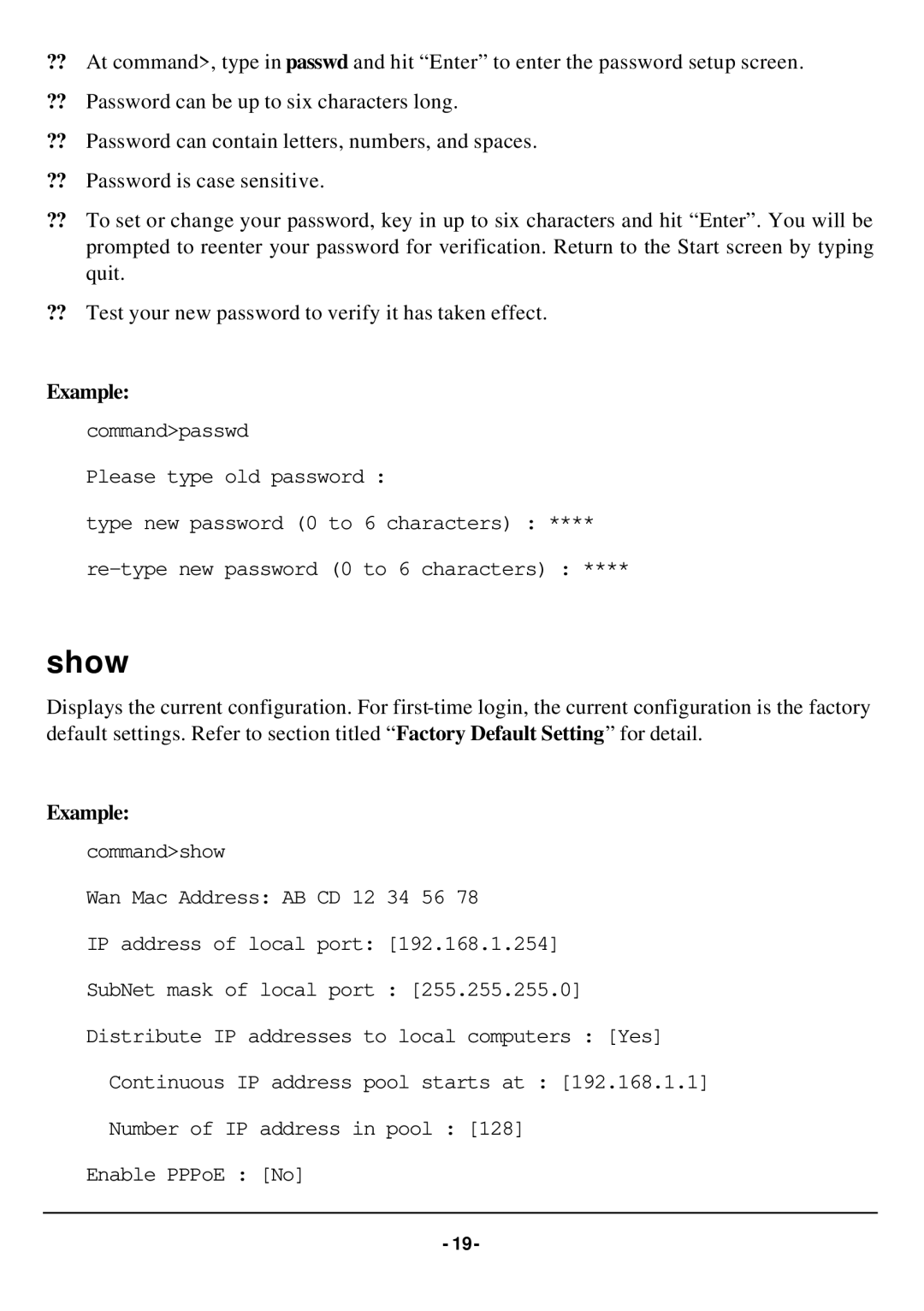 TRENDnet TW100-W1CA user manual Show, Example 