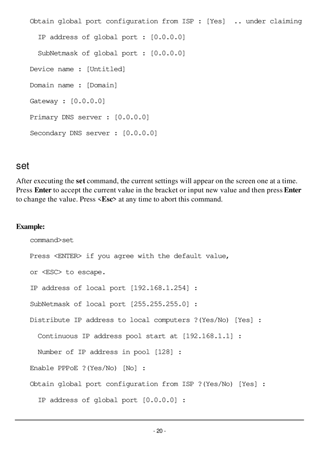 TRENDnet TW100-W1CA user manual Set 