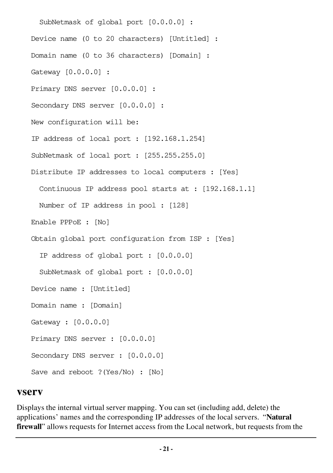 TRENDnet TW100-W1CA user manual Vserv 