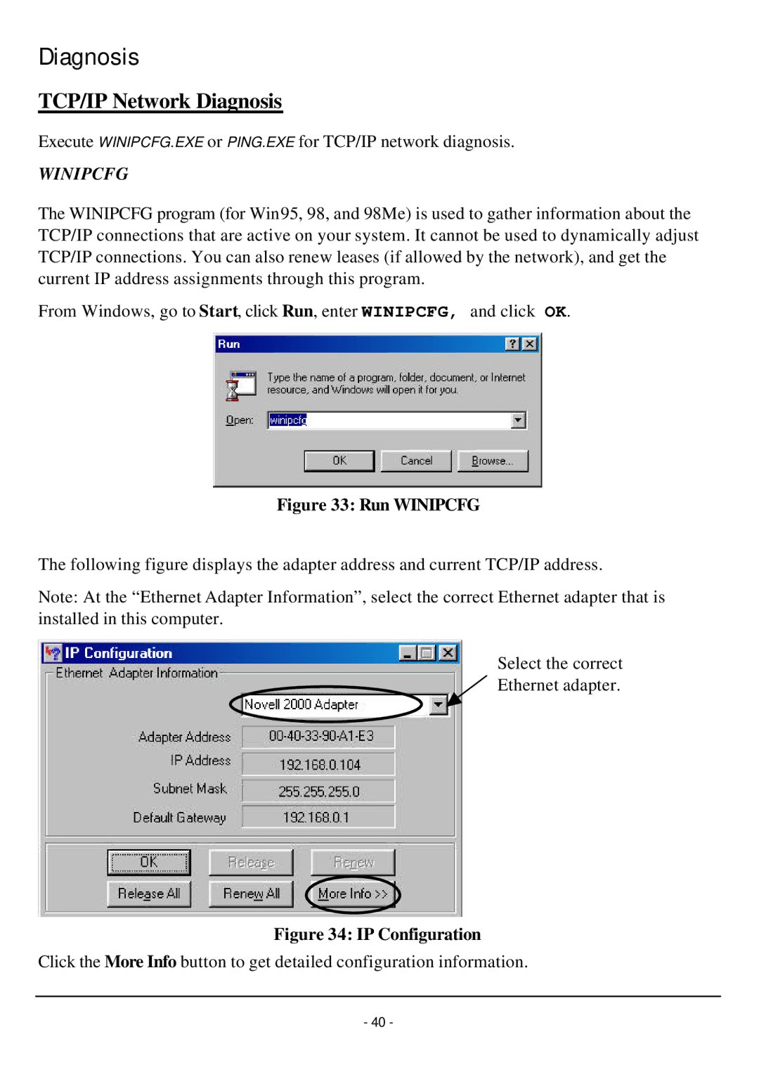 TRENDnet TW100-W1CA user manual TCP/IP Network Diagnosis 