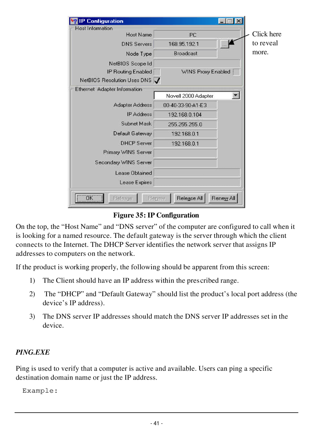 TRENDnet TW100-W1CA user manual Ping.Exe 