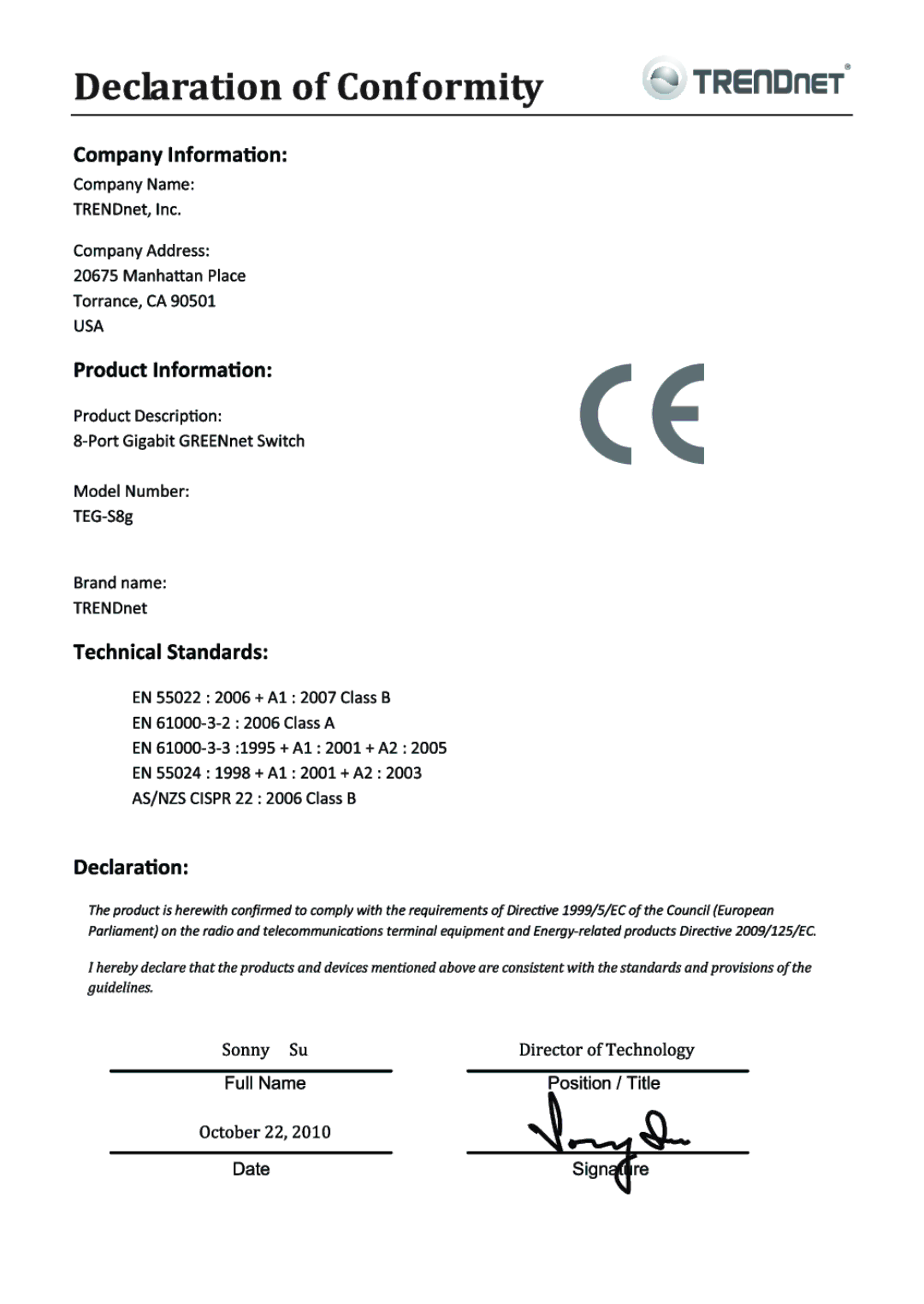 TRENDnet WAG102NA technical specifications 