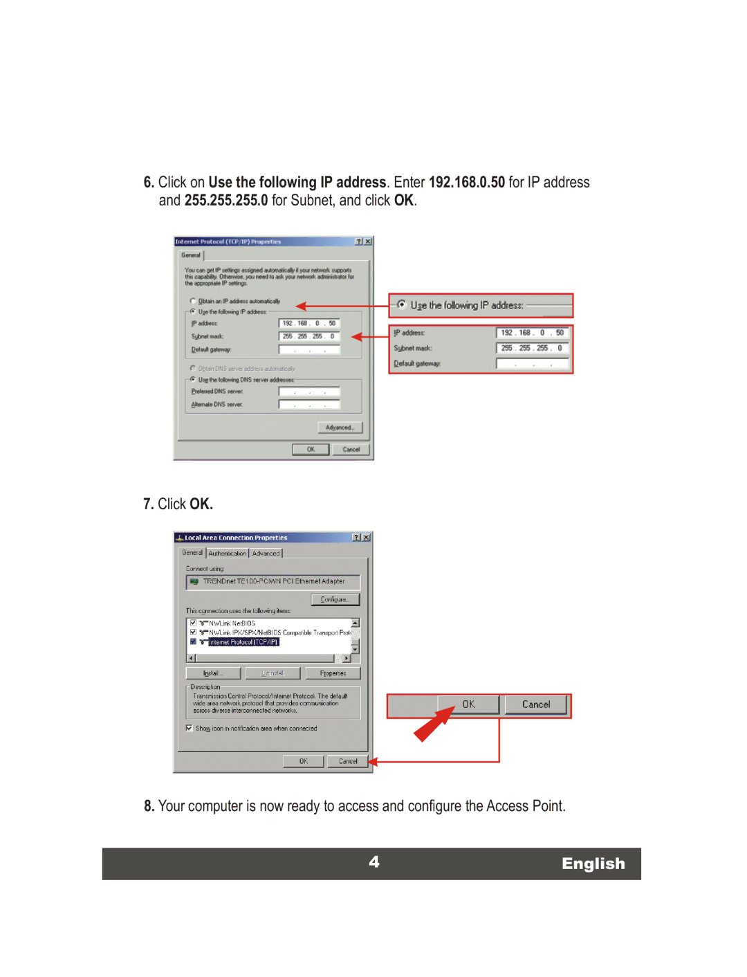 TRENDnet Wireless Access Point, TEW-610APB manual 4English 