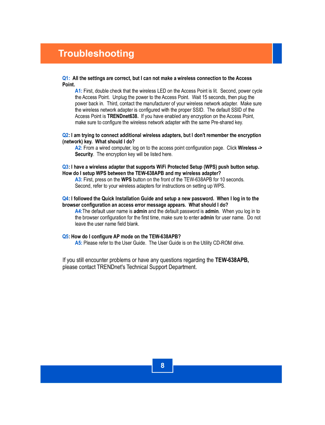 TRENDnet Wireless N Router Internet manual Troubleshooting 