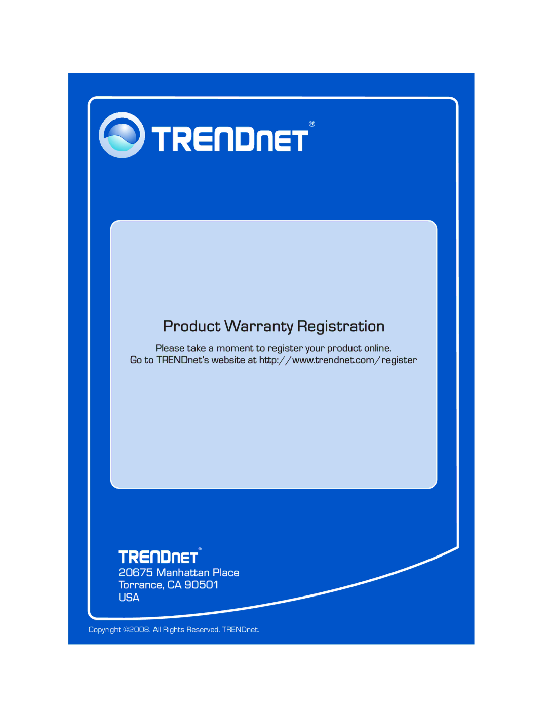 TRENDnet Wireless N Router Internet manual Product Warranty Registration 