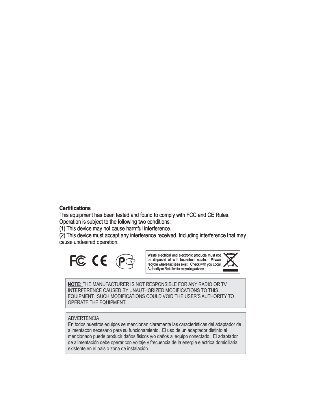 TRENDnet Wireless N Router Internet manual Certifications 