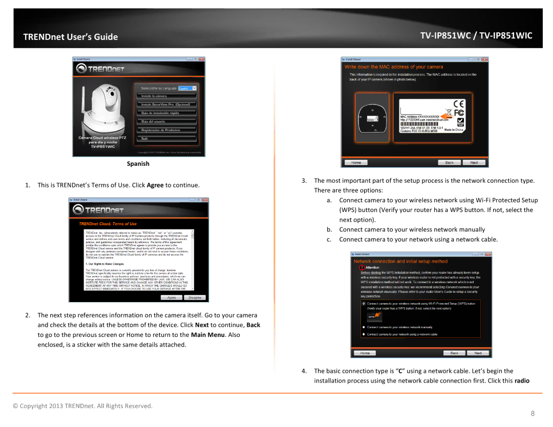 TRENDnet Wireless PTZ Cloud Camera manual TV-IP851WC / TV-IP851WIC, Spanish 