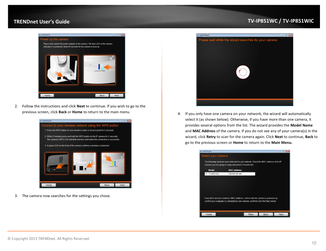 TRENDnet Wireless PTZ Cloud Camera, TV-IP851WC, TV-IP851WIC manual TRENDnet User’s Guide 