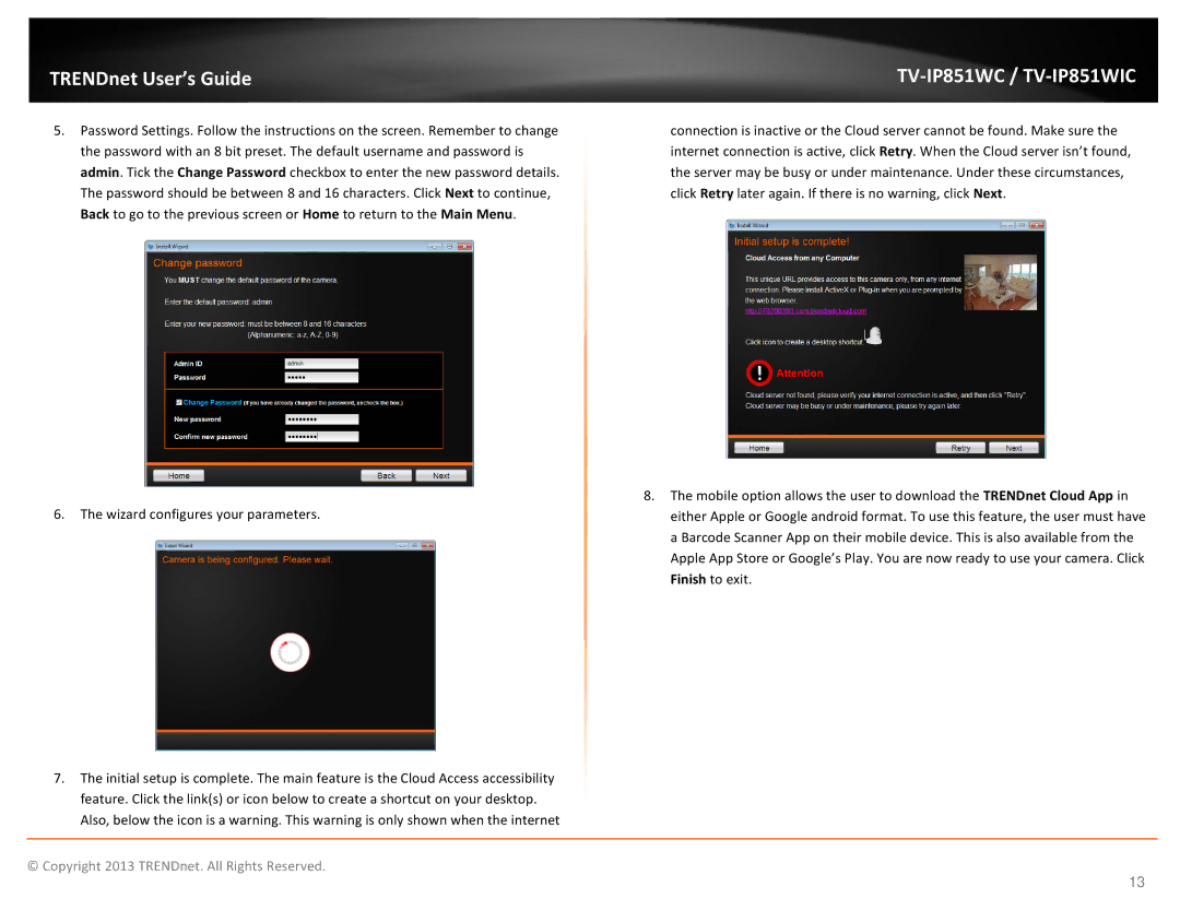 TRENDnet TV-IP851WC, TV-IP851WIC, Wireless PTZ Cloud Camera manual TRENDnet User’s Guide 