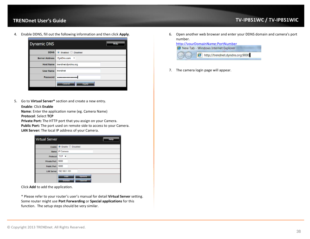 TRENDnet TV-IP851WIC, TV-IP851WC, Wireless PTZ Cloud Camera manual Camera login page will appear 