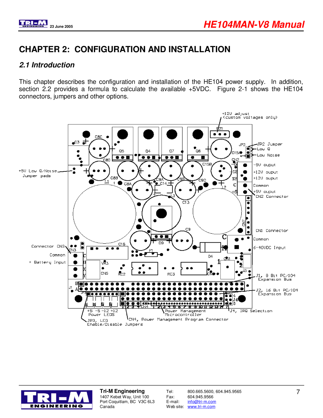 Tri-M Systems HE104 technical manual Configuration and Installation, Introduction 