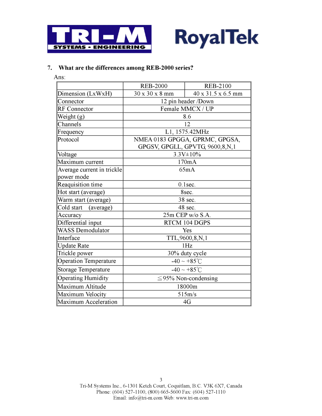 Tri-M Systems REB-12R, REB 2000 manual What are the differences among REB-2000 series? Ans 