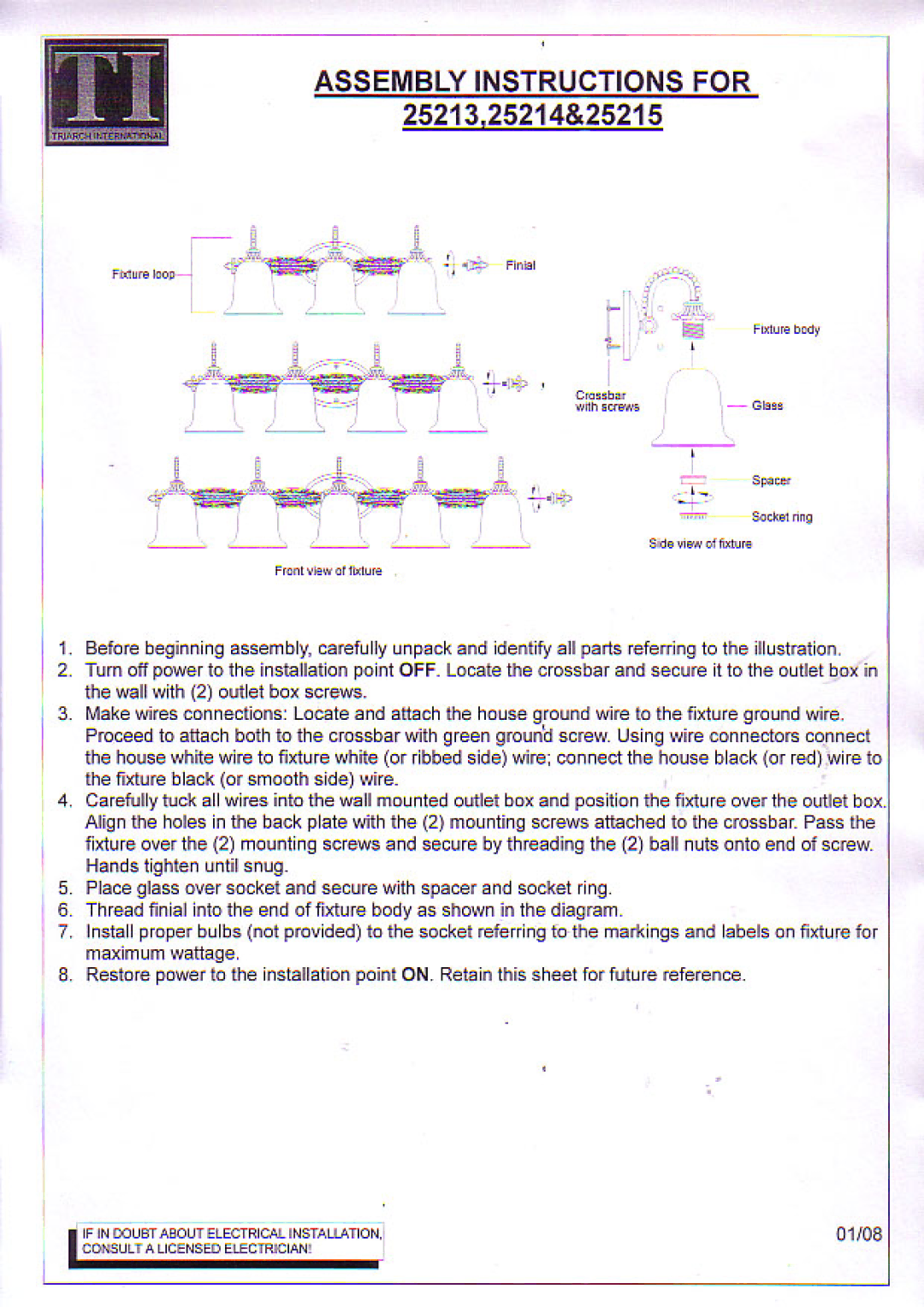 Triarch 25213, 25214, 25215 manual 