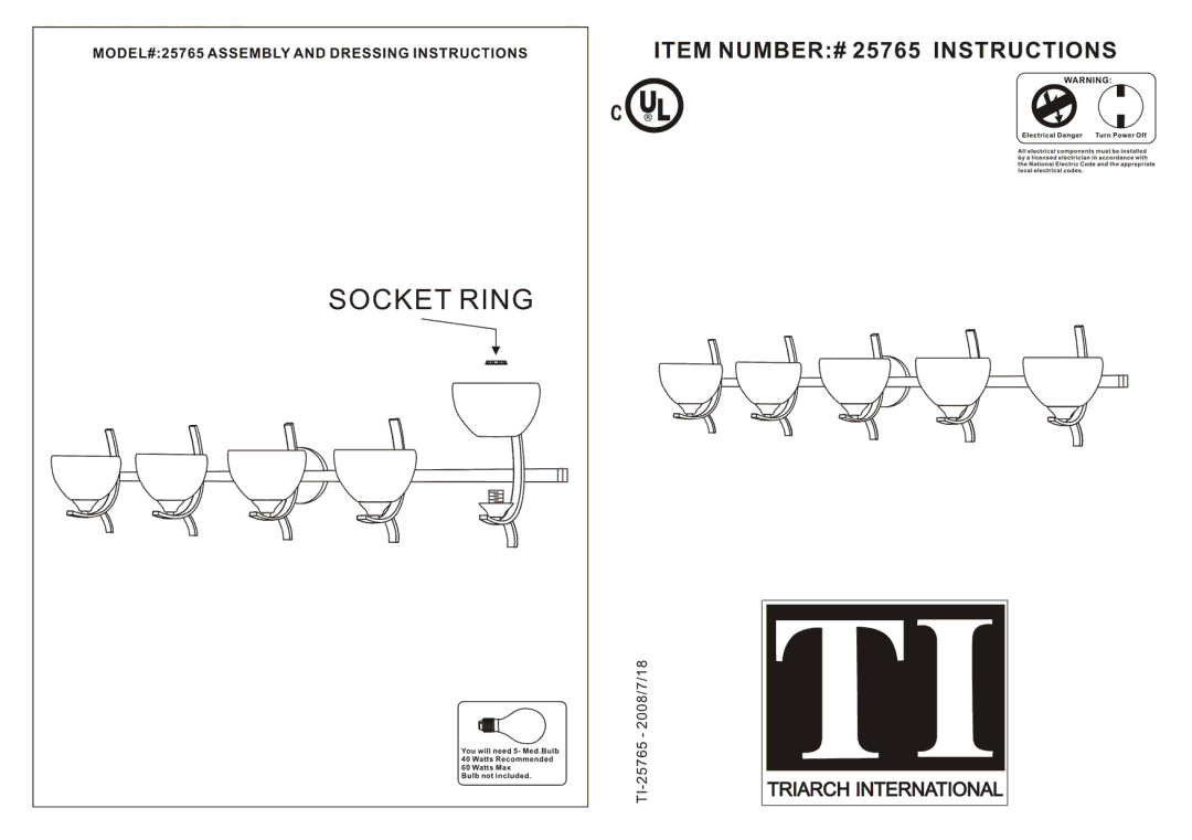 Triarch 25765 manual 