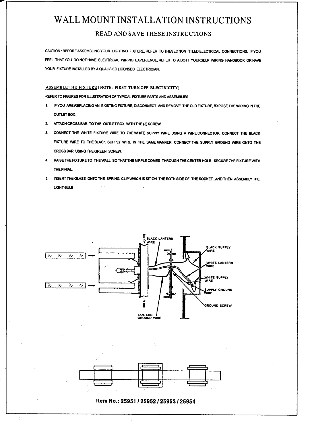 Triarch 25951, 25953, 25954, 25952 manual 