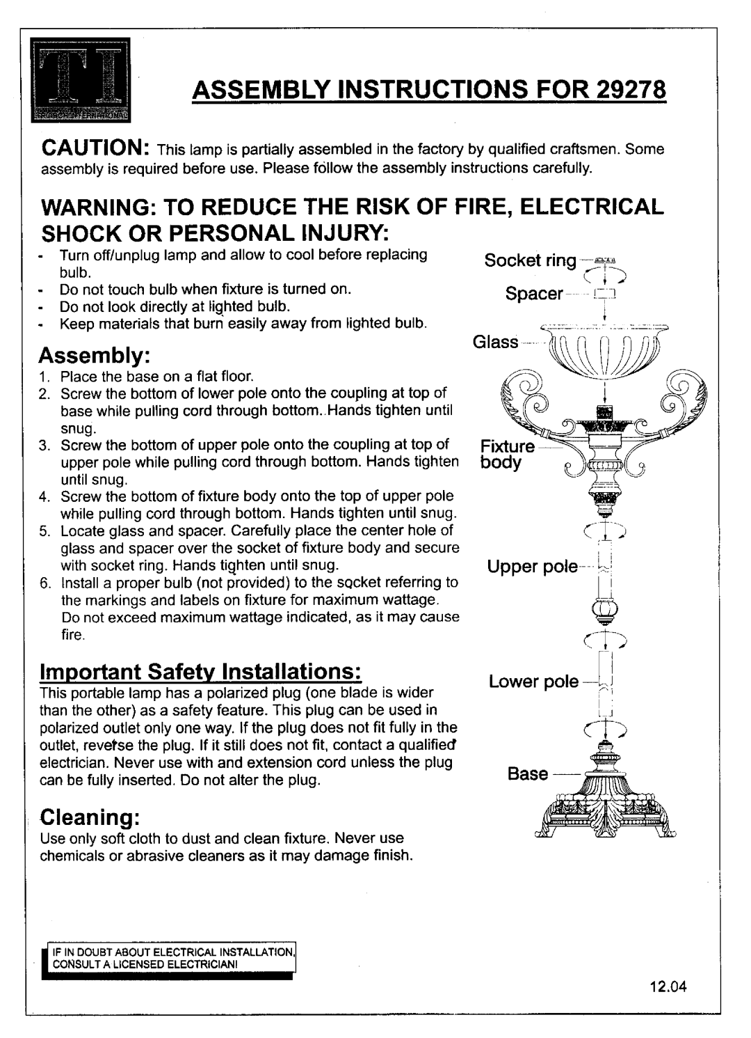 Triarch 29278 manual 