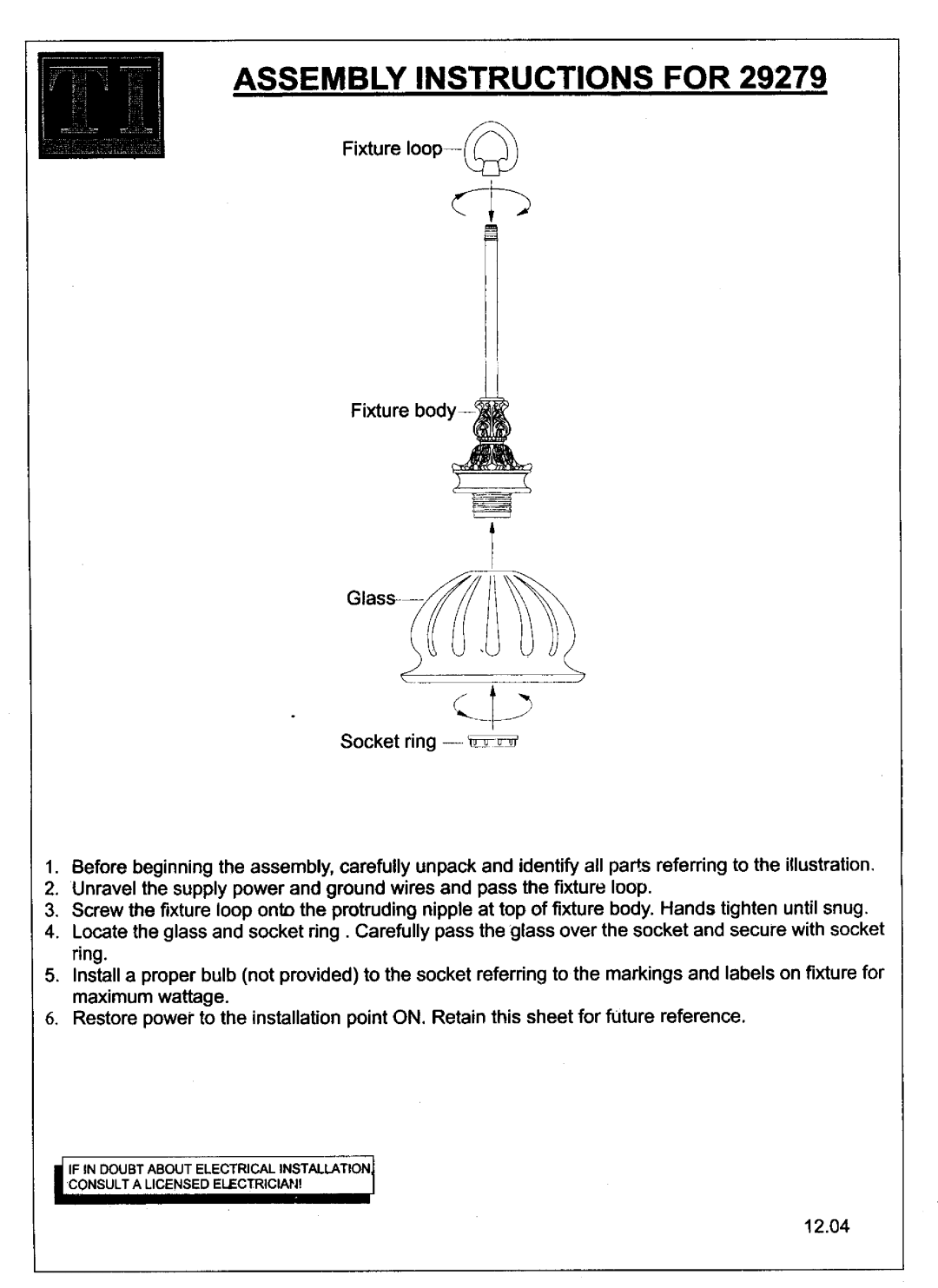 Triarch 29279 manual 