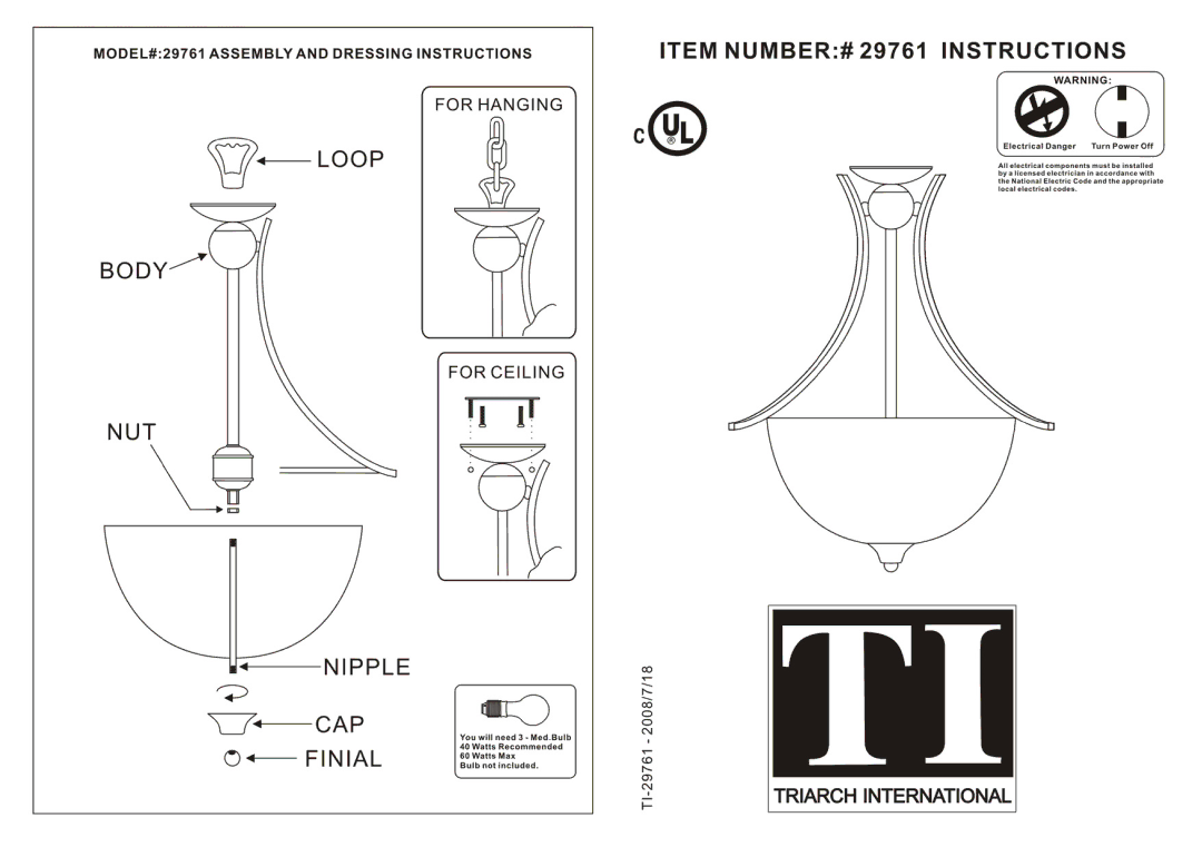 Triarch 29761 manual 