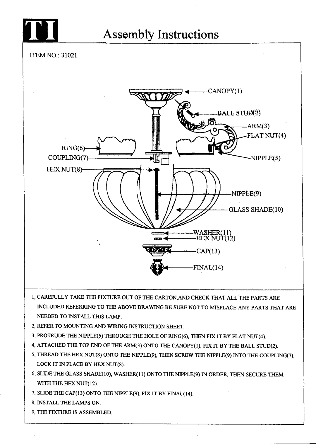 Triarch 31021 manual 