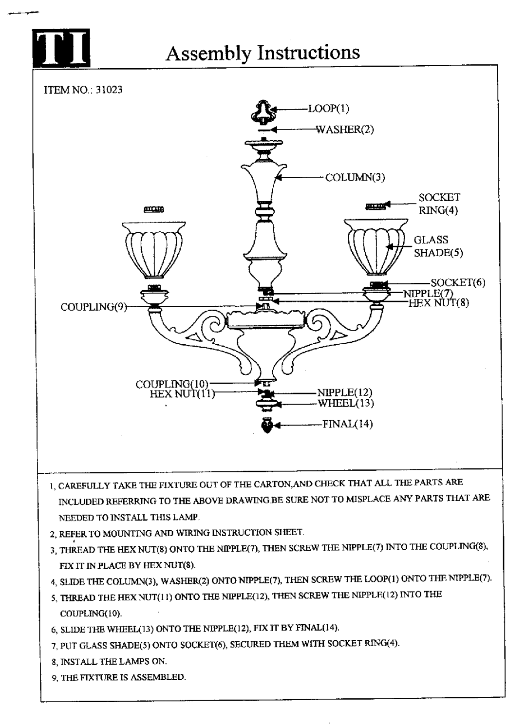 Triarch 31023 manual 