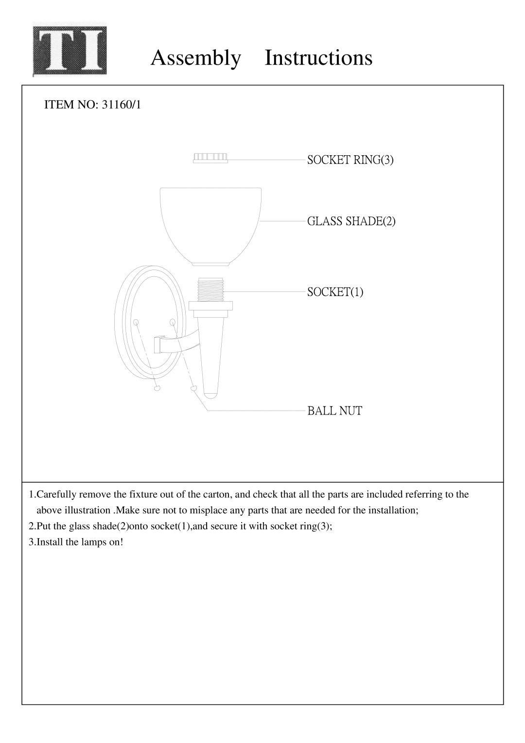 Triarch manual Assembly Instructions, Item no 31160/1 