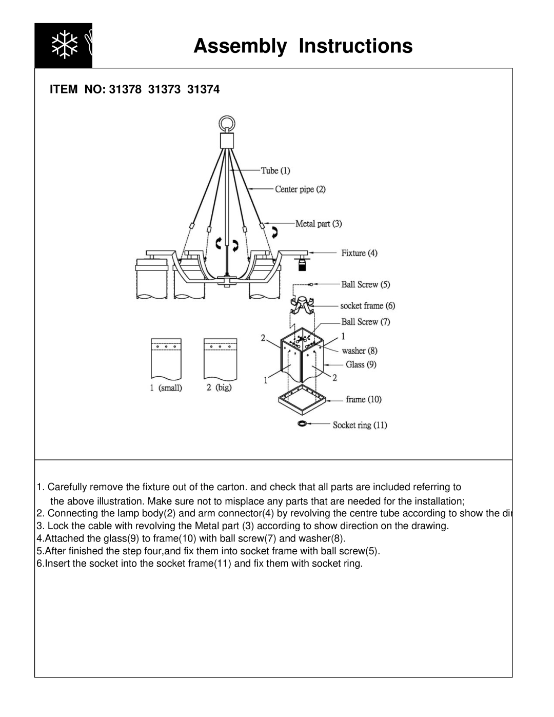 Triarch 31374, 31378, 31373 manual Assembly Instructions 