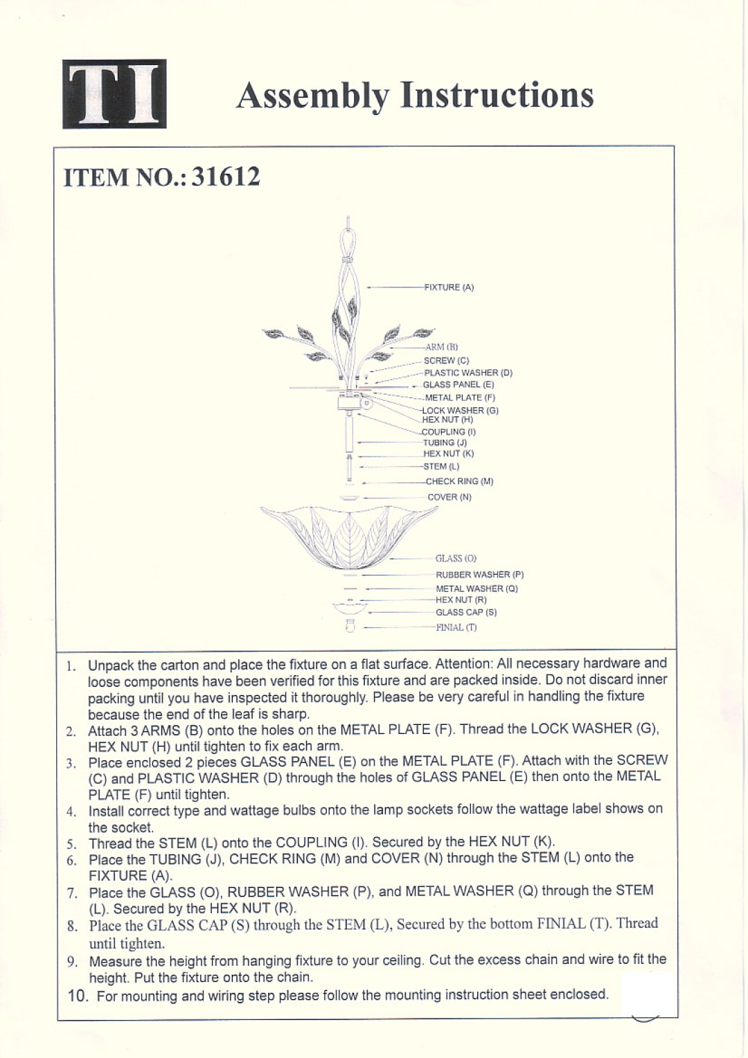 Triarch 31612 manual 