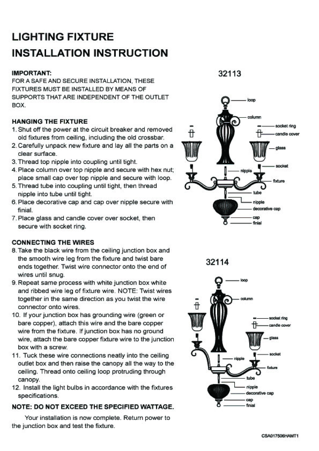 Triarch 32113, 32114 manual 