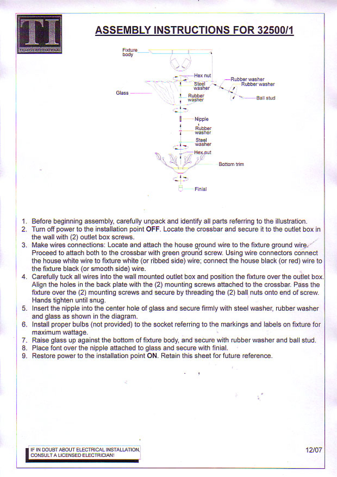 Triarch 32500/1 manual 