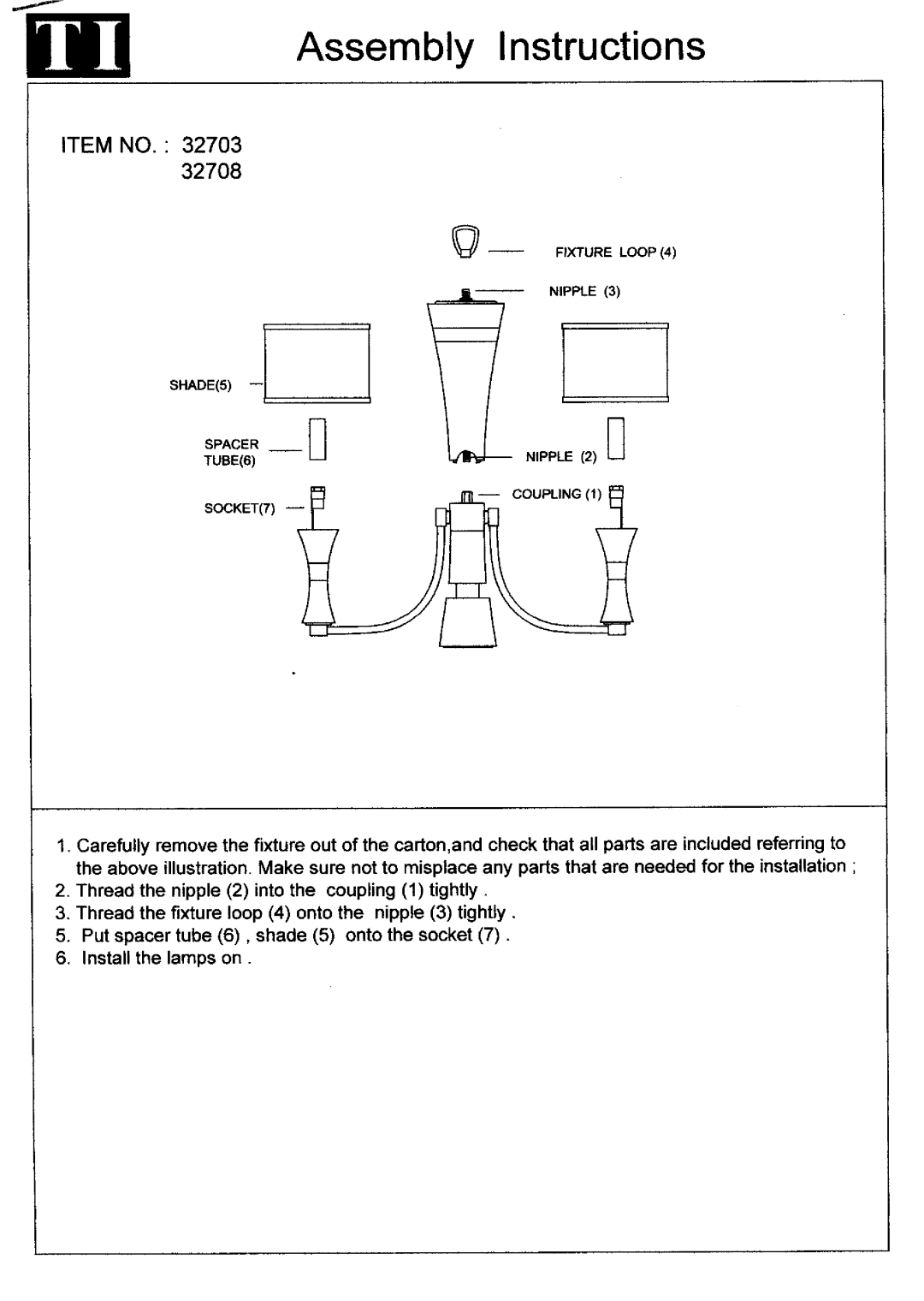 Triarch 32703, 32708 manual 