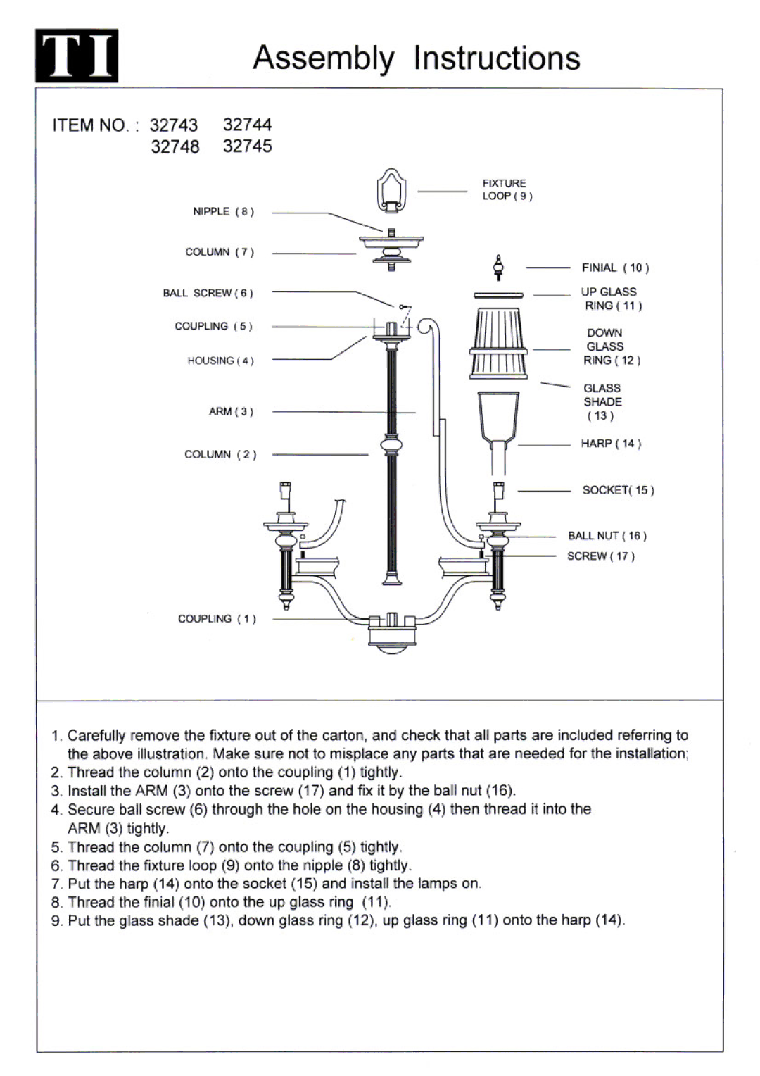 Triarch 32748, 32744, 32743 manual 