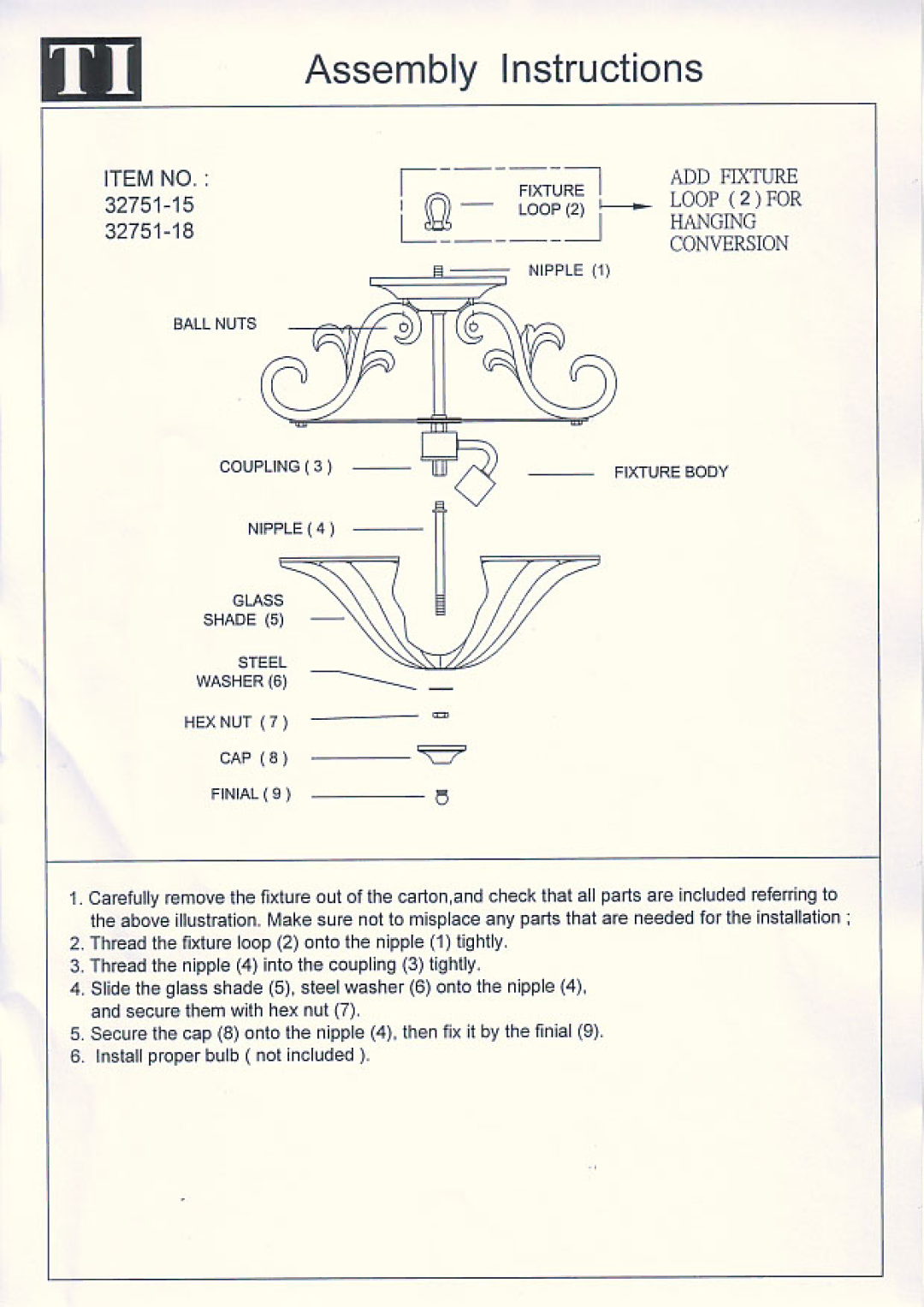 Triarch 32751-15, 32751-18 manual 