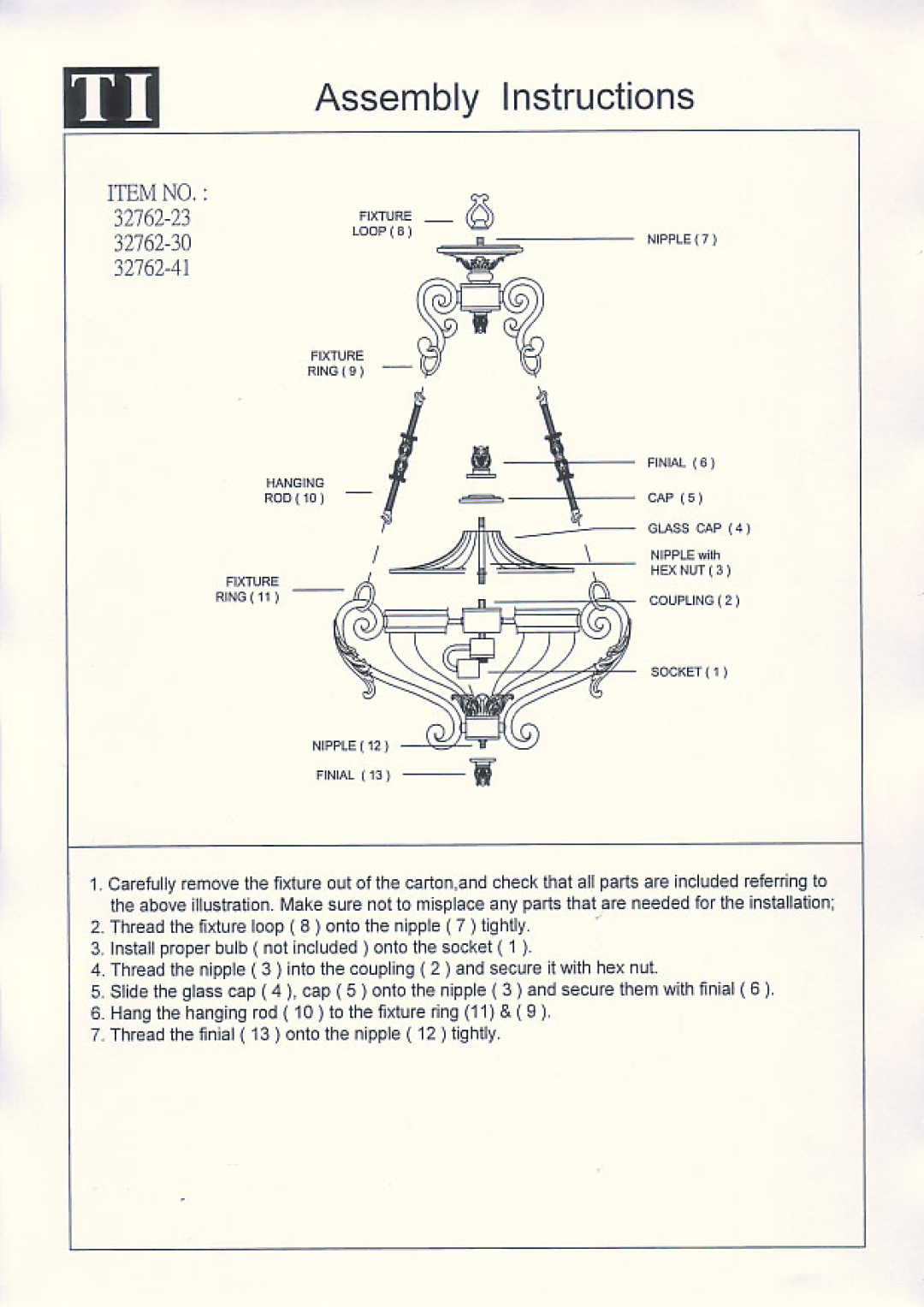 Triarch 32762/30, 32762/23, 32762/41 manual 